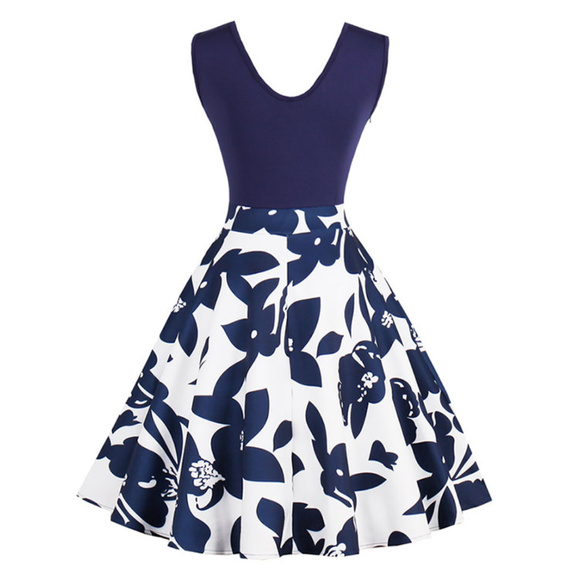 NWT Navy & White Floral Dress - Picture 4 of 4